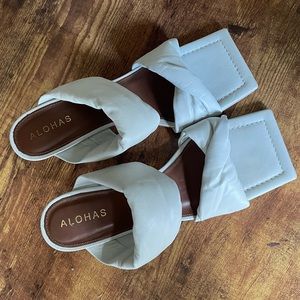 ALOHAS white square toe heels